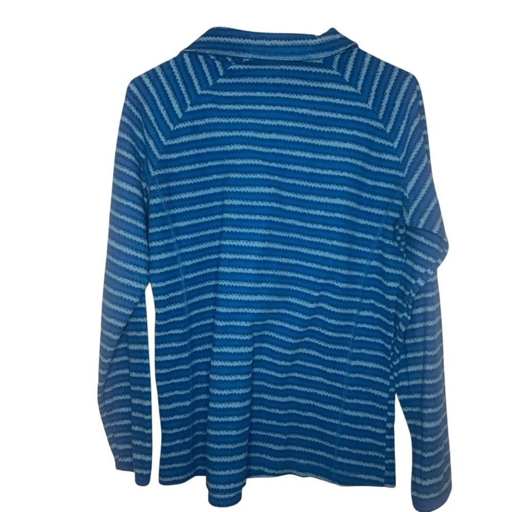 Columbia Blue Striped 1/4 Zip Pullover Lightweight Fleece Women L